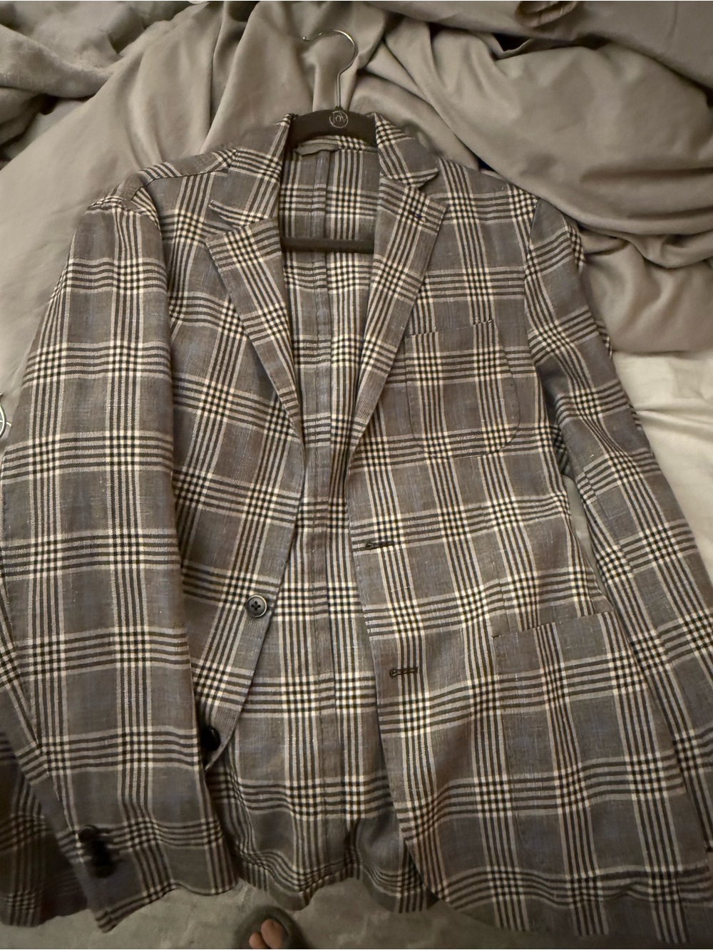Men's Plaid Grey Plaid Blazer - Classic Tailored Jacket